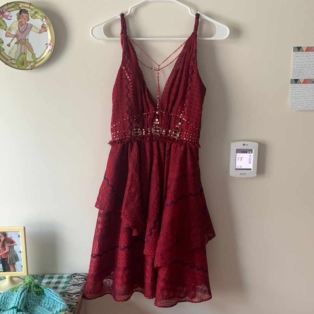 Free people red and purple sequin dress